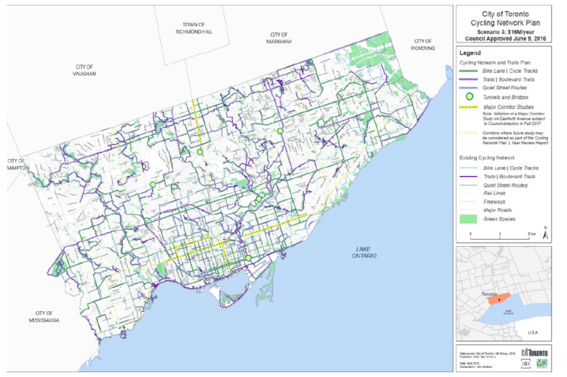Map of Torontos Cycling Network Plan