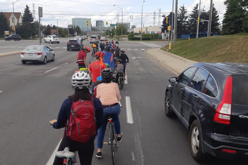 Cyclists on an arterial road